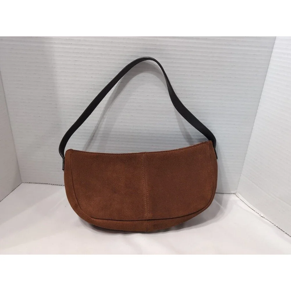 Suede mini hobo handbag floral leaf design Coin Pouch VINTAGE CUTE